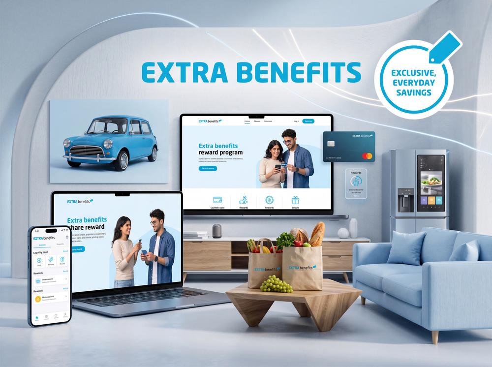 Digital rewards program mockup across web, app and card