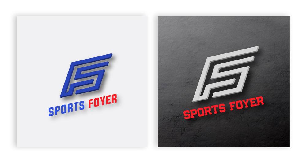 Sports Foyer logo design on light and dark backgrounds