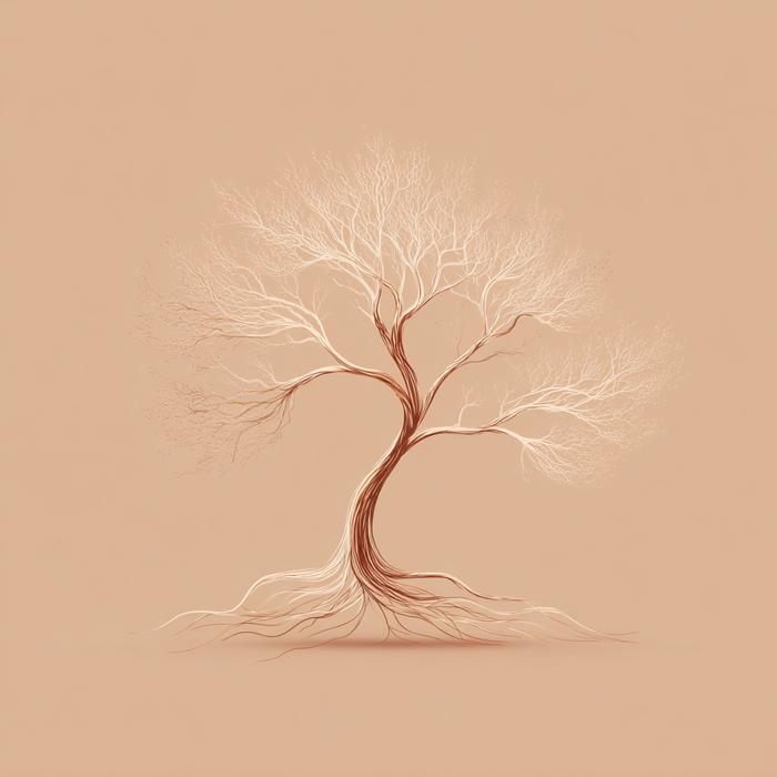 Minimalist line-art tree illustration