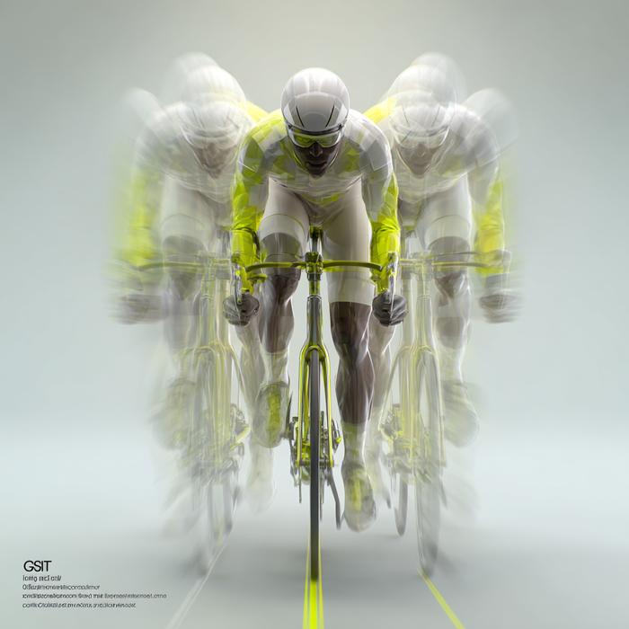 Motion-blur illustration of tandem racing cyclists